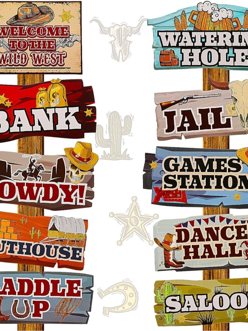 20 Pieces Western Party Directional Sign, Western